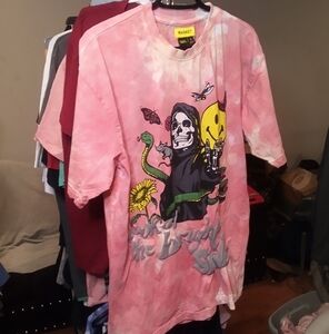 Market Smiley Look At The Bright Side Pink Tie Dye T Shirt Men's M